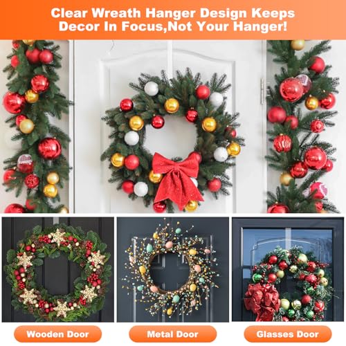 15 in Wreath-Hangers, 2 Pack Easter-Christmas-Halloween Decorations, Fall Door Welcome Sign, Inside-Outside Over The Door Hooks Organizer Home Decor