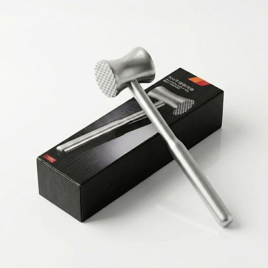 304 Stainless Steel Tenderizer Mallet Dual-Sided Hammer, Heavy Duty Pounder Tool for Steak, Beef & Chicken Cutlets, Textured Grip Kitchen Mallet, Dishwasher Safe Beater for Cooking
