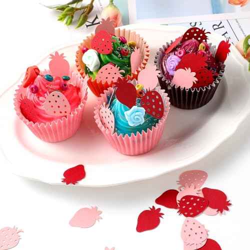 200PCS Strawberry Dot Confetti Scatters for Baby Shower, Bee Birthday, Wedding, Table, Wall, Christmas, Halloween, Thanksgiving Party Decoration Supplies (Red)