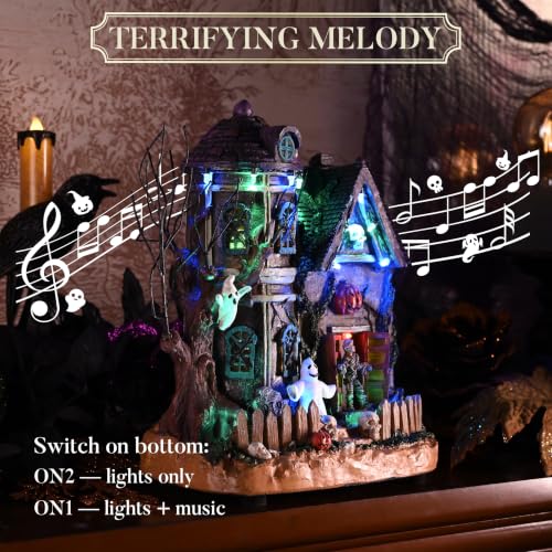 Valery Madelyn Medium Lighted Haunted House Halloween Decoration with Music & LED Lights
