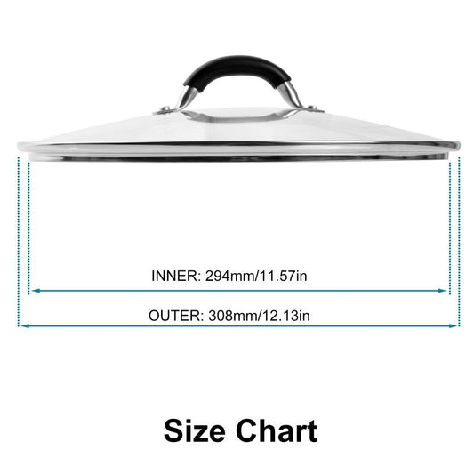 12 Inch Tempered Glass Lid for Lodge 12" Cast Iron Skillets & 7QT Dutch Ovens - Pre-Assembled Riveted Handle with Heat-Resistant Silicone Cover,Steam Vent Hole Design
