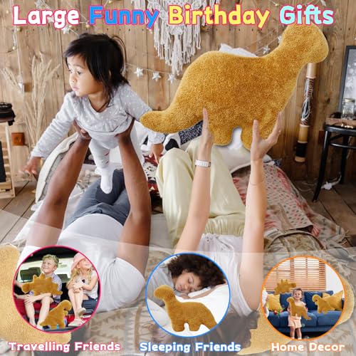 Dino Nugget Pillow, 24 inch Large Soft Dinosaur Nuggets Pillow for Birthday Gifts, Theme Party Decorations (Brontosaurus,Large)