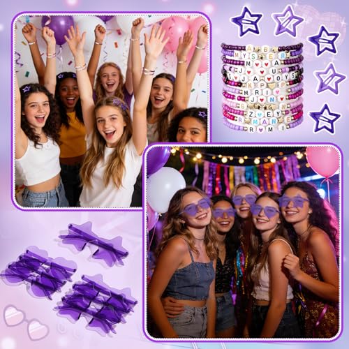 Kpop Party Favors Set - Girl Friendship Gifts with Tattoos, Bracelets, Hair Clips & Glasses