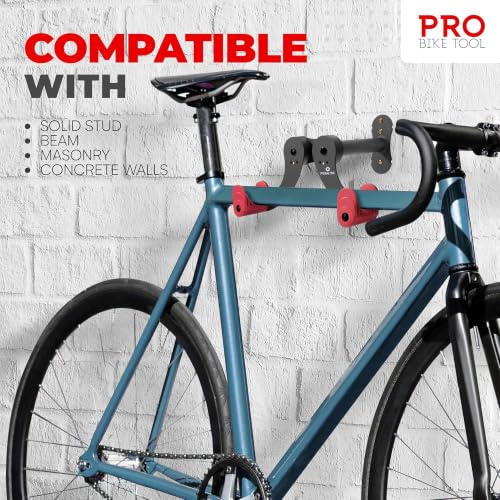 PRO BIKE TOOL Wall Mount Bike Rack - Horizontal Garage Storage, Red, Pack of 1