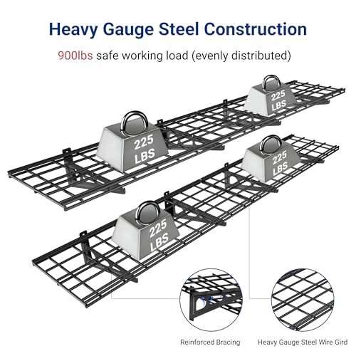 Wall Mounted Garage Storage Shelves - 12x72 Inch Black 2-Pack Floating Shelves