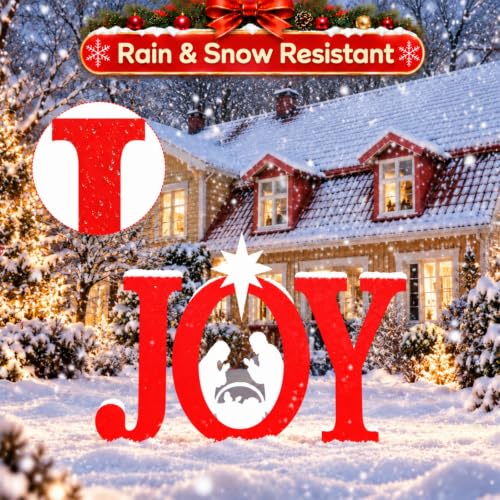 LEIFEOSH Red Christmas Nativity Scene Yard Signs 3-Piece Outdoor Decor