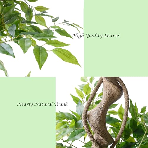 7ft Artificial Ficus Tree with White Planter - Indoor Decor, Realistic Fake Plant