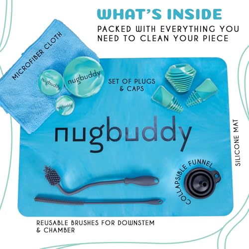 Nugbuddy Glass Cleaning Kit Blue Green Reusable Silicone Accessories Complete Set