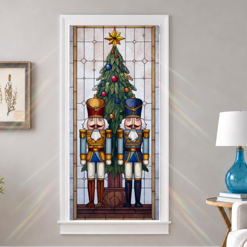 Colorful Nutcracker Christmas Window Film 17x39 Inch Privacy Decor - Static Cling