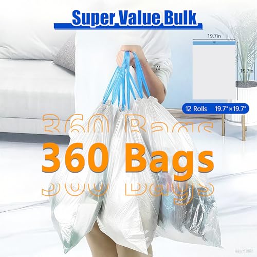 LEAGIM 5 Gallon Trash Bags 360 Count - Thick Drawstring Garbage Liners for 18L Bins