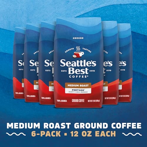 Portside Blend Ground Coffee - Pack of 6, 12oz Bags | Smooth-Roasted Coffee