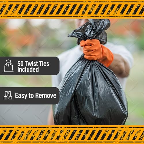 MaxiMite 55 Gallon Heavy Duty Contractor Trash Bags 3 Mil Black 37x53 - Pack of 50