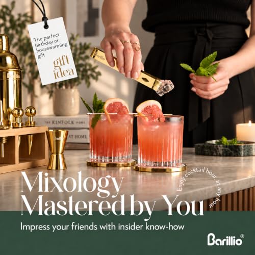 Barillio Gold Bartender Kit with Bamboo Stand - 23-Pc Cocktail Set