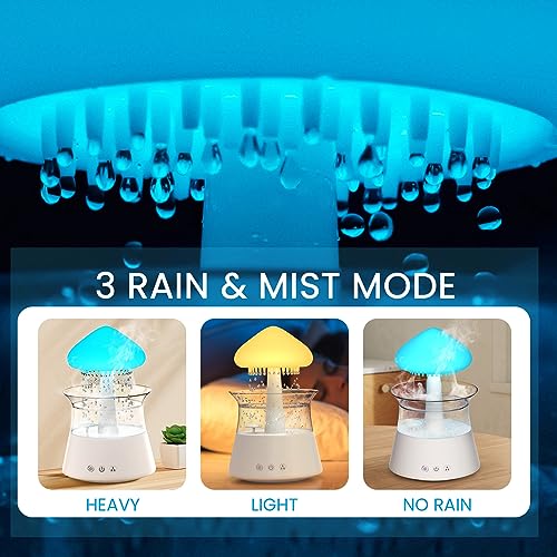 Diffuserlove Rain Water Drip Humidifier with Remote & Color Lights for Bedroom & Office