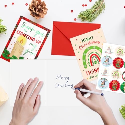 Foil Christmas Thank You Cards for Teachers 12Pcs with Envelopes – Fancy Land
