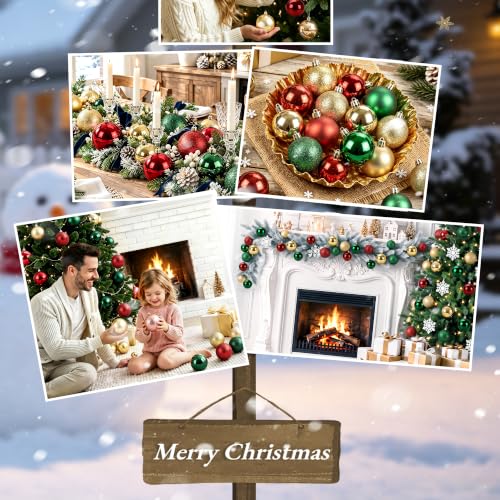 AERORIBOW Shatterproof Christmas Ornaments 30Pcs 60mm - Red Green Gold