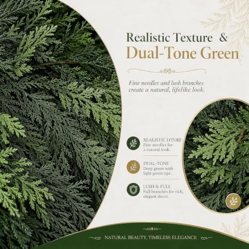 9FT Artificial Cedar Garland, Faux Christmas Garland for Mantle