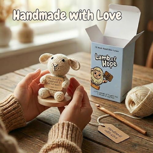 Got You a Little Something Lamb of Hope Off White - Christian Prayer Cards & Figurine Set