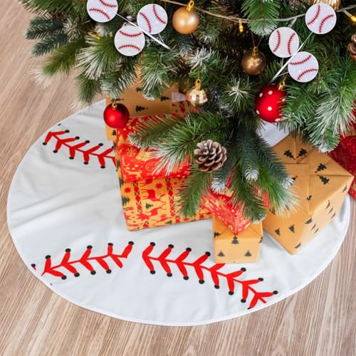 Baseball Christmas Ornaments Set with 36'' Tree Skirt and 6 Picks - Vertintong (Baseball Theme)