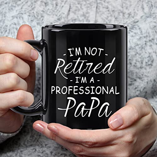 WENSSY Black Retirement Mug for Papa - I'm Not Retired I'm a Professional Dad 11 Oz