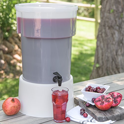5 Gallon White Plastic Beverage Dispenser with Spigot - Modern Design, Leak-Proof, Catering Use