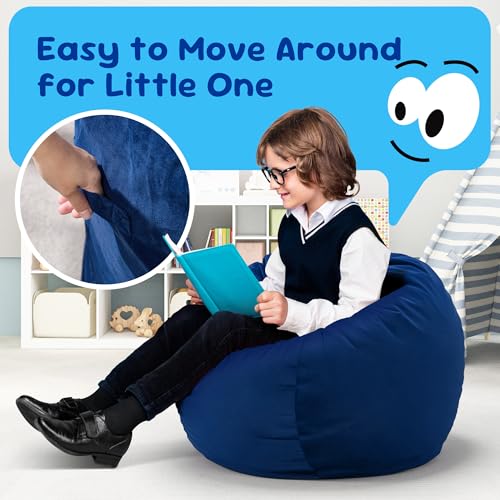 Hobestluk 2.5ft Velvet Bean Bag Chair for Kids Medium Blue