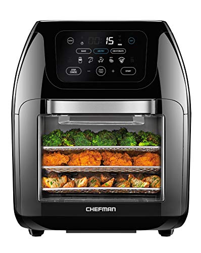 Chefman 10 Quart Digital Air Fryer with Rotisserie & 17 Presets, XL 10L, Black