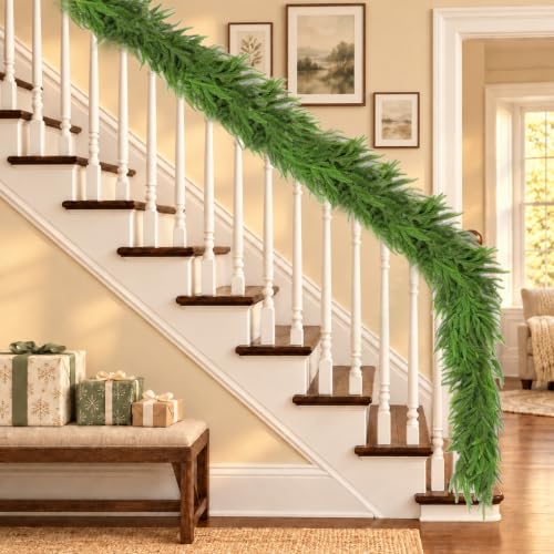 Lreoxa 2 Pack 9FT Artificial Norfolk Pine Garland - Lush Realistic Holiday Decor