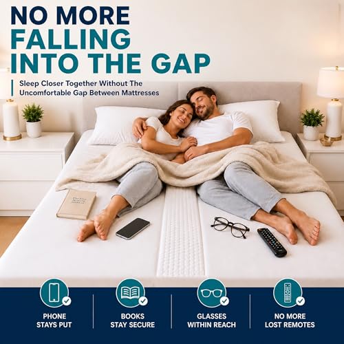 EPHEDORA 79x79 Inch 3-in-1 Split King Gap Filler for Adjustable Bed, White