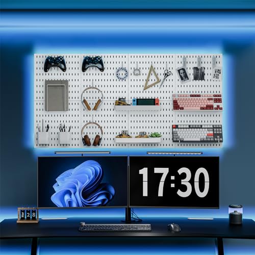 Wall Mounted Pegboard Organizer Kit - White, 25.2 x 25.2 Inches with 20 Accessories