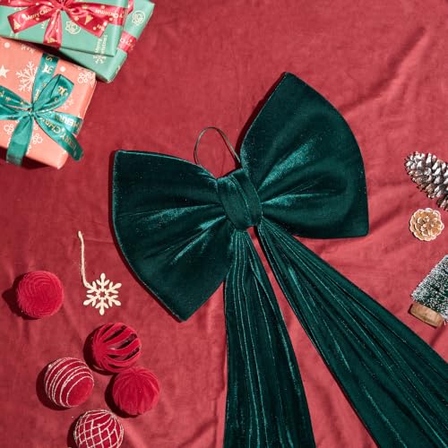 CANGBI Dark Green Oversized Christmas Bow 70x16 Inch Velvet Tree Topper