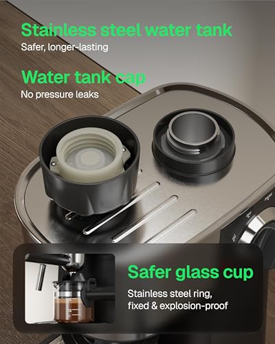HBN Espresso Machine, 3.5Bar Cappuccino & Latte Maker, 2-4 Cup