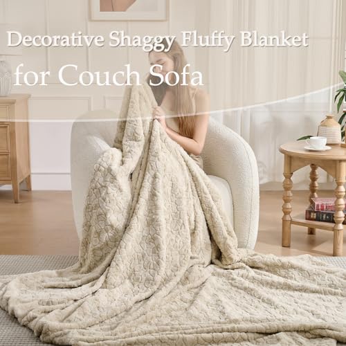 Faux Fur Rabbit Throw Blanket,Super Soft Plush Thick Warm