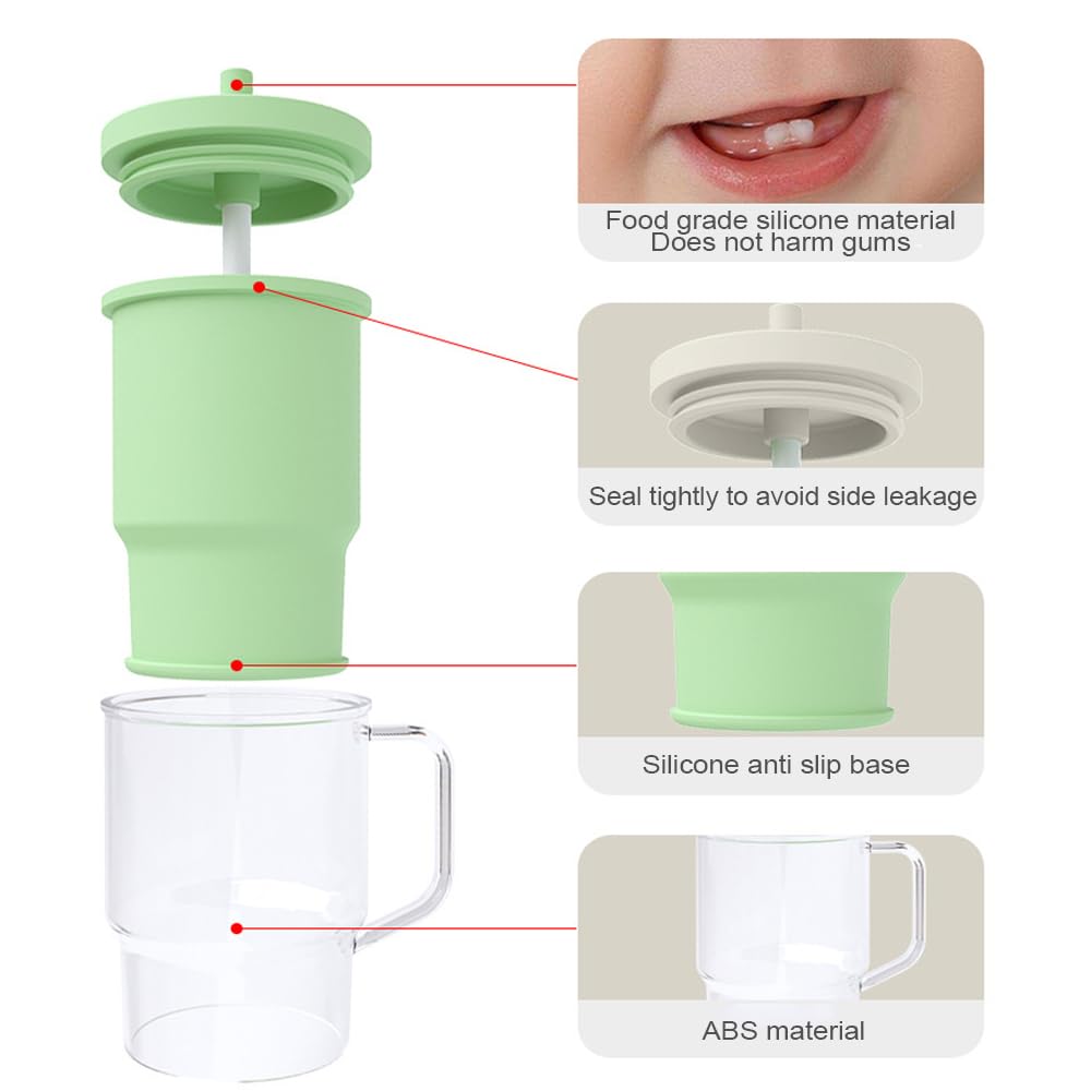 JIUHCORY Kids BPA-Free Plastic Tumbler with Spill Resistant Flexible Straw, Easy to Clean, Kids Water Bottle, Great for Travel, Dishwasher Safe, Orange Peach and Watermelon(1 Green &1 Pink)