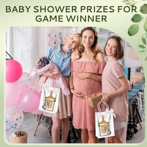Wishfond 6-Piece Bamboo Baby Shower Gift Set with Cheese Boards & Utensils - Silver Square