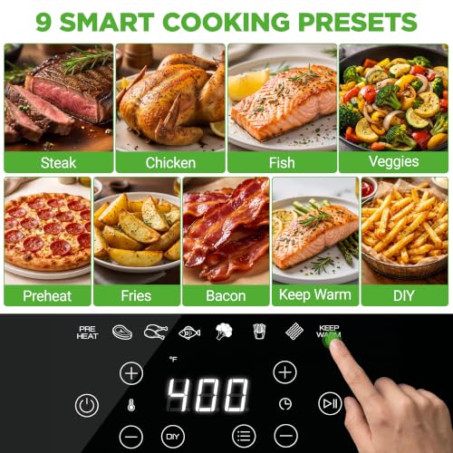 Glass Air Fryer 4.2QT with 9 Preset Modes, Transparent Cook Bowl, Timer & Temperature Control