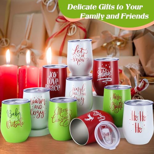 Uiifan 30 Pack Christmas Tumblers Gifts 12 Oz Xmas Funny Tumbler