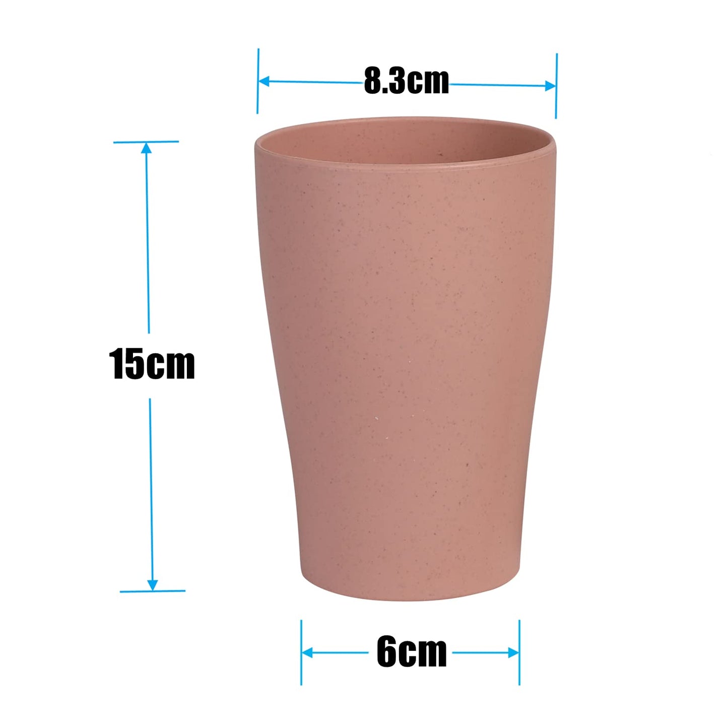 WANBY Wheat Straw Cup 8 Pcs Unbreakable and Reusable Drinking Cups Eco-Friendly Healthy Tumbler Set for Milk Juice and Water Dishwasher Safe (8 Pcs 15 Oz)