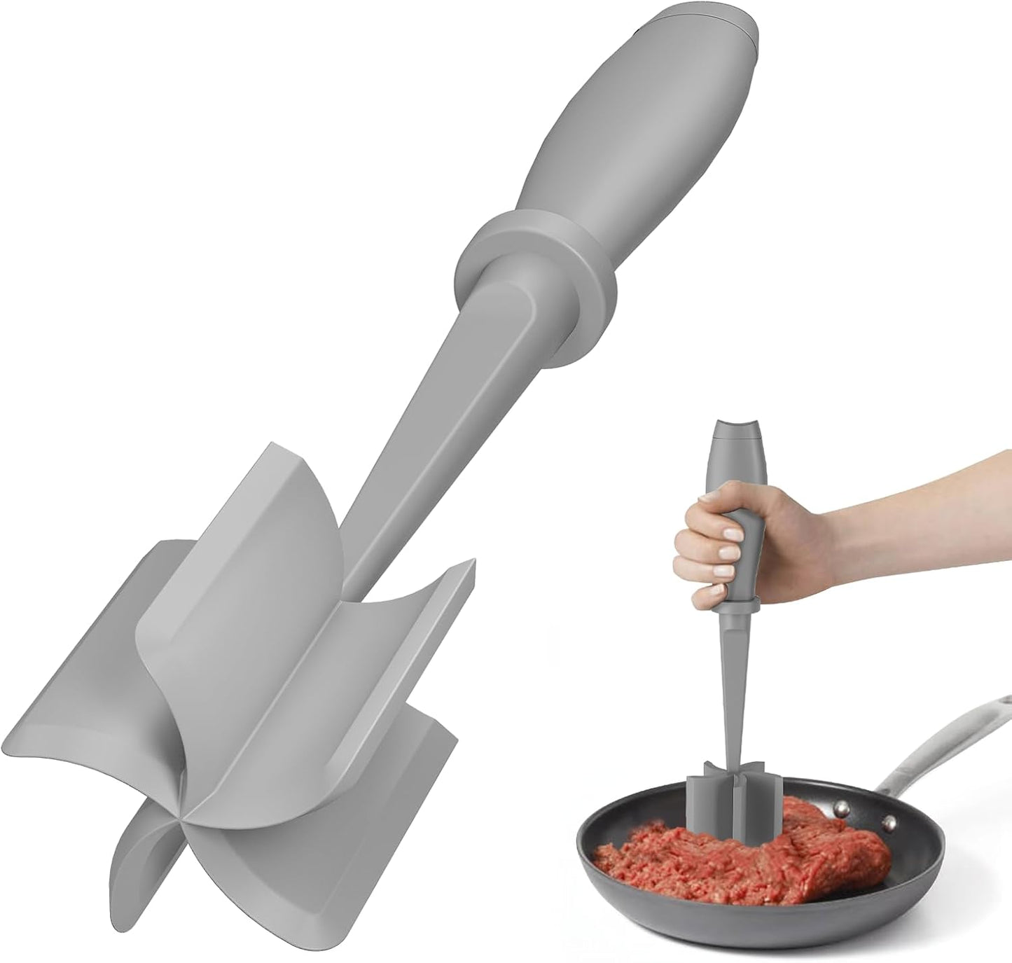 Skiennix Meat Chopper - Premium Heat Resistant Hamburger Grinder for Ground Beef | Grey