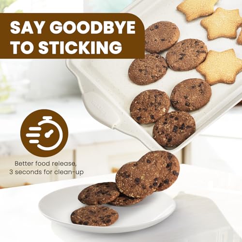 Cream 22-Piece Nonstick Bakeware Set with Silicone Handles - Oven Safe