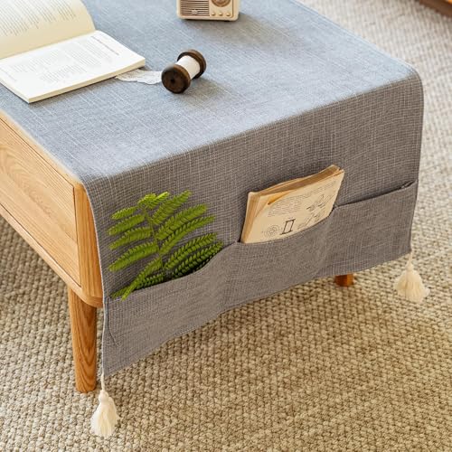 Sceous Gray 67" x 24" Coffee Table Cover with Pockets, Scratch-Resistant & Soft Winter & Spring Protector