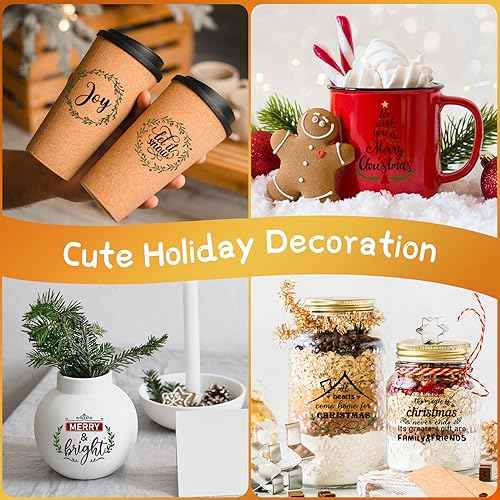 45 Pcs Christmas Words UV Decals for Christmas Ball Decor Inspired Holiday Letter Greeting Sticker Waterproof Ornament Sticker for Crafts Xmas Ball Bottle Decal Xmas Decoration(Novel)