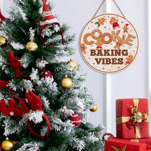 Christmas Gingerbread Bakery Wall Hanging Sign - Holiday Kitchen Decor