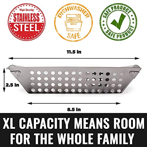 Large Vegetable Grill Basket for Outdoor Cooking - Heavy-Duty Stainless Steel