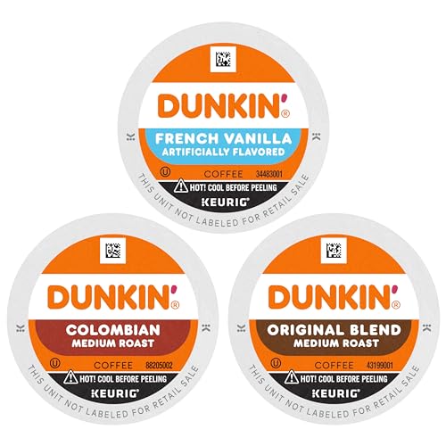 Dunkin' Best Sellers Coffee Variety Pack - Original, French Vanilla & Decaf K-Cup Pods, 60 Count