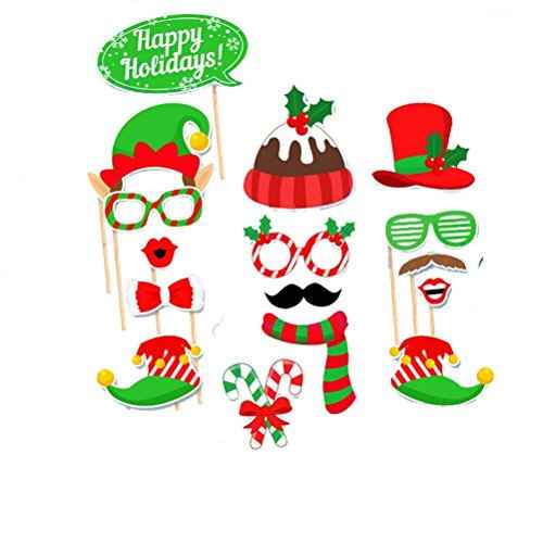 BinaryABC Christmas Party Photo Booth Props Kit for Party Decoration 32Pcs/Set