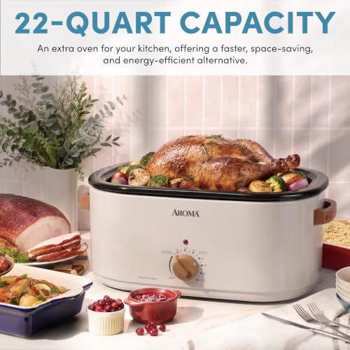 Aroma 22 Qt. Roaster Oven with Self-Basting Lid - Sandstone Variation