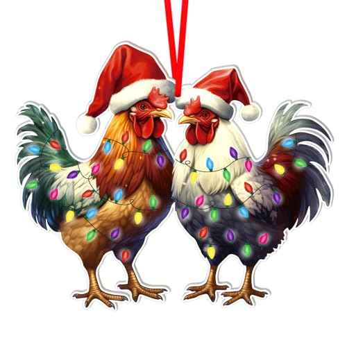 WhatSign Farmhouse Chicken & Rooster Christmas Tree Ornament Decorations