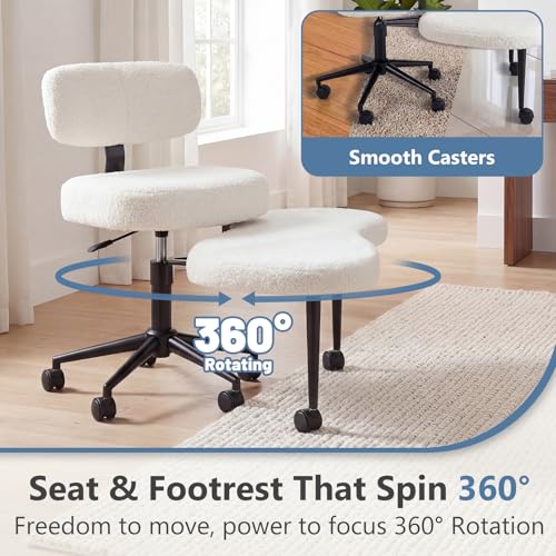 DUMOS ADHD Meditation Chair White, Ergonomic Cross-Legged Office Desk Chair
