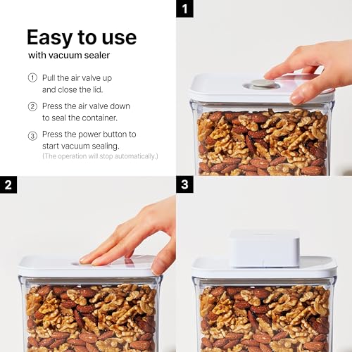 Food Storage Containers Set - 4 Mini Square 0.85qt with Vacuum Sealer - Leakproof BPA-Free Meal Prep